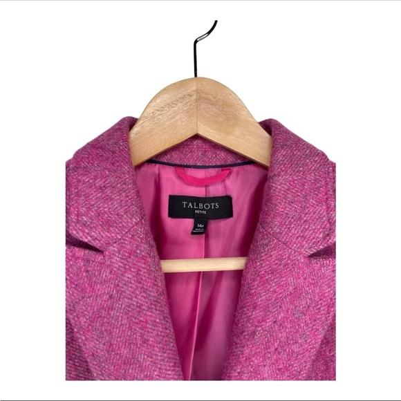 Talbots Donegal Pink Wool blend Herringbone Blazer Women’s size 14P - Picture 6 of 9